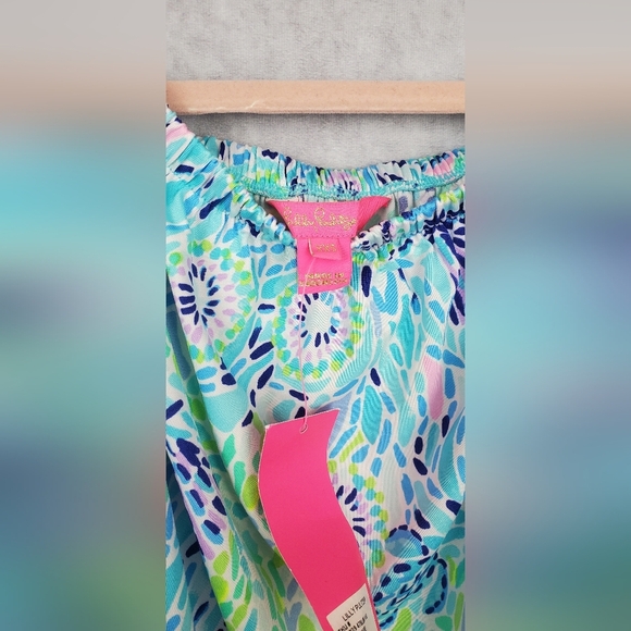 LILLY PULITZER ADELLA STRAPLESS TOP BLUE IBIZA OPEN WATER SIZE XXS - Picture 6 of 11
